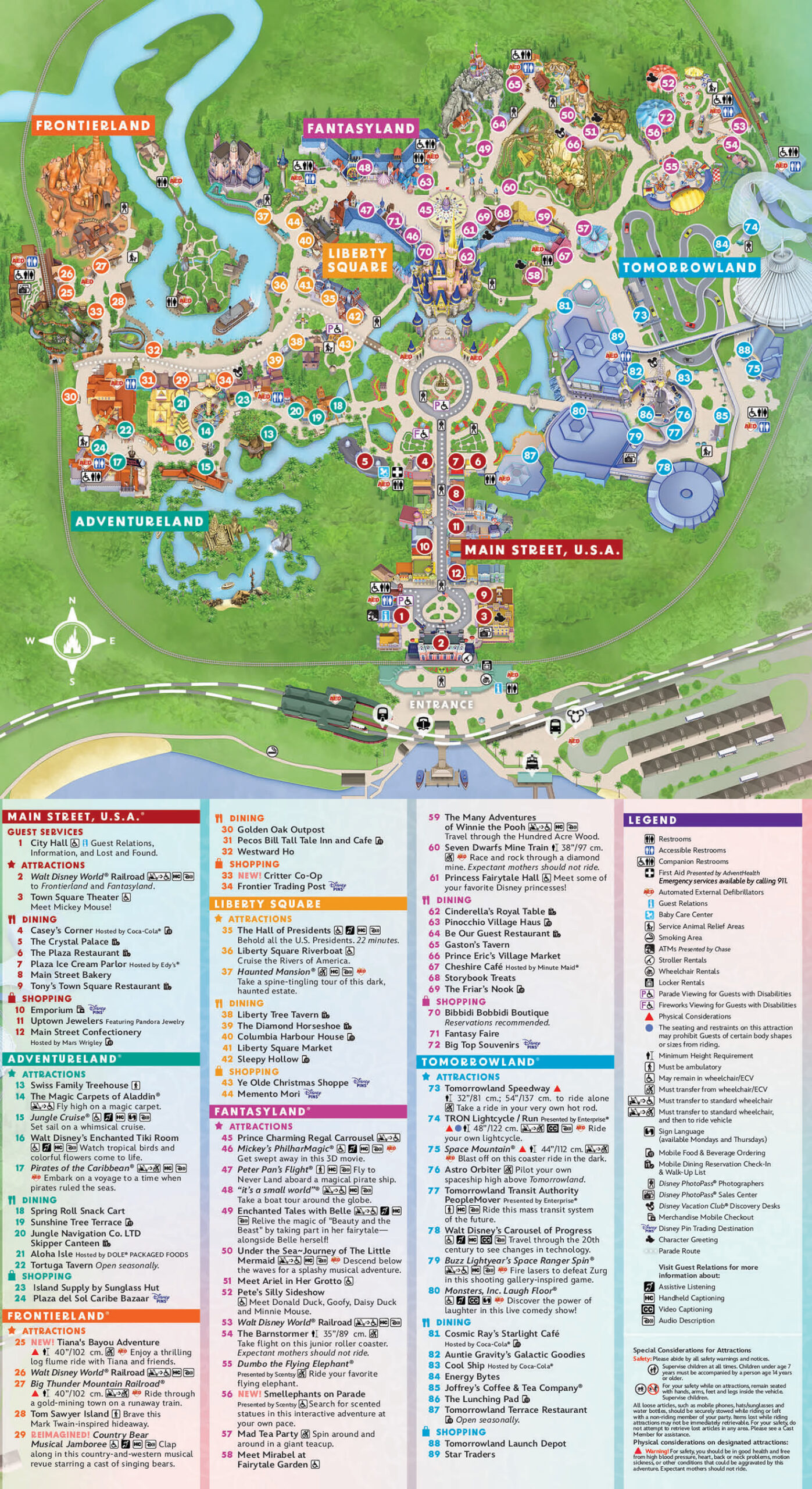 mappa 2024 scaricabile e stampabile del parco Magic Kingdom a Orlando