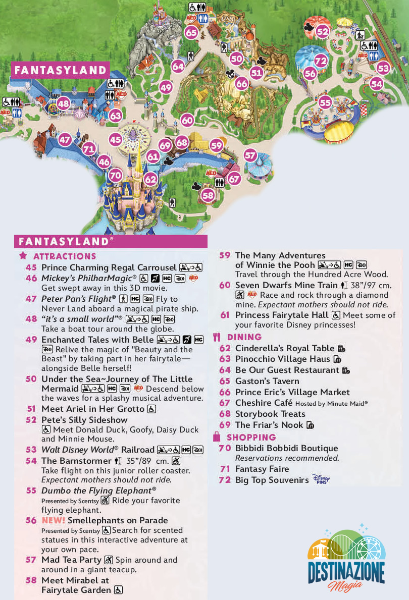 Mappa area Fantasyland parco Magic Kingdom a Orlando